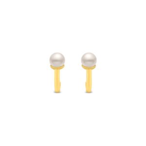 Brinco Argola Life Pérola em Prata 925 com Banho de Ouro Amarelo 18k