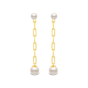 Brinco Life Pérola em Prata 925 com Banho de Ouro Amarelo 18k
