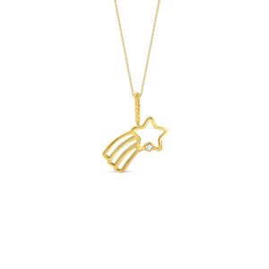 Pingente Lullaby Estrela Cadente em Ouro Amarelo 18k com Safira Incolor