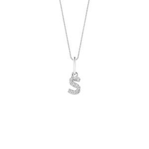 Pingente Letra S em Ouro Branco 18k com Diamantes 0,04 ct