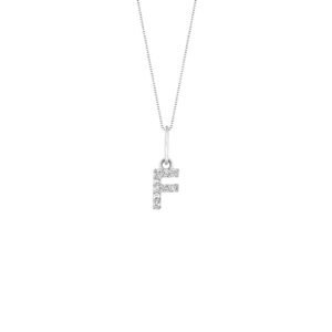 Pingente Letra F em Ouro Branco 18k com Diamantes 0,04 ct