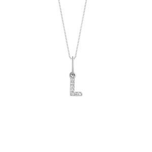 Pingente Letra L em Ouro Branco 18k com Diamantes 0,03 ct