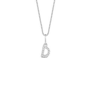 Pingente Letra D em Ouro Branco 18k com Diamantes 0,05 ct
