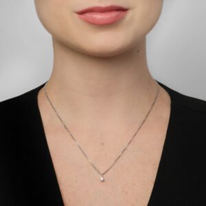Pingente em Ouro Branco 18k com Diamante de Laboratório 0,20 ct