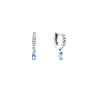Brinco Argola Life Blend IV em Prata 925 com Pedra Azul e Incolores