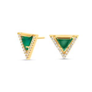 Brinco Vivara em Ouro Amarelo 18k com Ágata Verde e Diamantes 0,20 ct