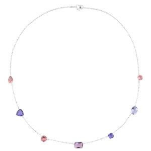 Colar Life Colors II em Prata 925 com Cristais Roxos e Marrons