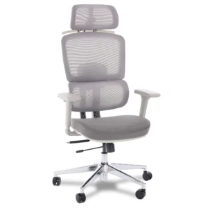 Cadeira De Escritório Comfy Aura Cinza Tela Mesh Cinza, Braço 4d E Assento E Encosto Ajustáveis