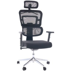Cadeira De Escritório Comfy Halo Preta Tela Mesh Preta, Giratória, Encosto Ajustável E Relax Avançado