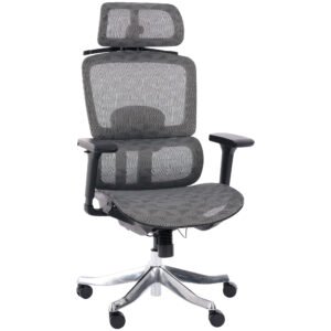 Cadeira De Escritório Comfy Vertex Tela Mesh Cinza, Braço 4d, Assento E Encosto Ajustáveis