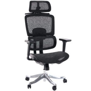 Cadeira De Escritório Comfy Vertex Tela Mesh Preta, Braço 4d, Assento E Encosto Ajustáveis