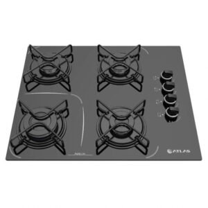 Cooktop Atlas 4 Bocas Superautomático Agile Up Glass Preto Bvolt