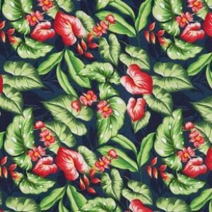 Tecido Acquablock Karsten Impermeável Plantas Fundo Azul