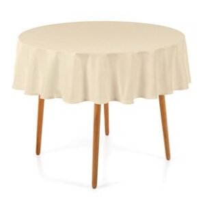 Toalha de Mesa Redonda 4 Lugares Jacquard Melli Natural