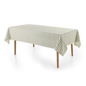 Toalha de Mesa Retangular 12 Lugares Zaira Branco/Verde