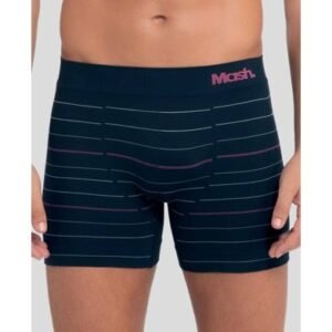 Cueca Boxer Microfibra Listrada sem Costura Azul Marinho G