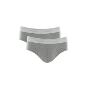 Kit 2 Cuecas Slip Cotton Calvin Klein Cinza Mescla Claro GG