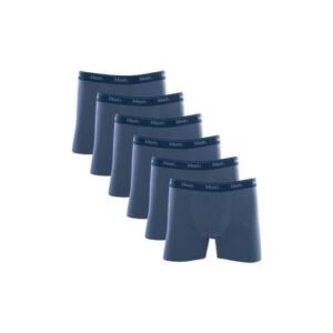 Kit 6 Cuecas Boxer Longa Cotton Azul Jeans Escuro GG