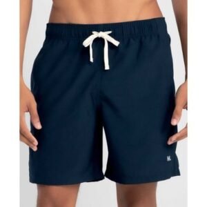 Short Praia Casual Liso Plus Size Azul Marinho XXGG