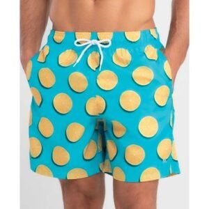 Short Praia Estampa Tropical Azul Turquesa P