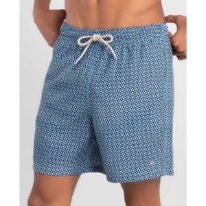 Short Praia Estampado Miniprint Geométrico Plus Size Preto XXGG