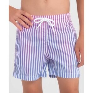 Short Praia Infantil Estampado Listrado Lilás Escuro P
