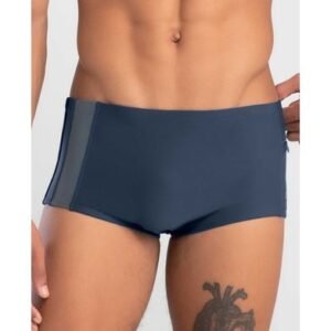 Sungão Liso com Recorte e Bolso Lateral Plus Size Cinza Chumbo XGG