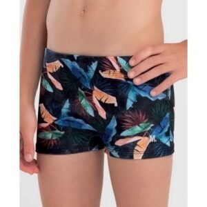 Sunga Boxer Estampa Folhagem Escura Infantil Preto M