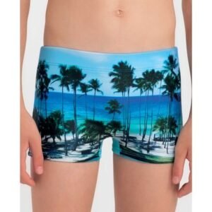 Sunga Boxer Estampada Paisagem Infantil Azul Piscina P