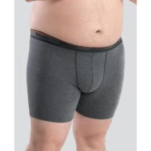 Cueca Boxer Longa Cotton Plus Size Cinza Mescla Grafite XGG