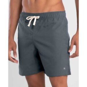 Short Praia Casual Liso Cinza Médio P