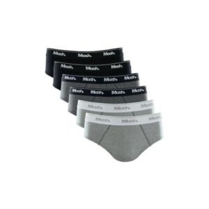 Kit 6 Cuecas Slip Algodão Cinza Mescla Escuro GG