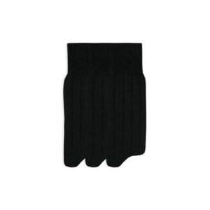 Kit 3 Pares Meia Social Cano Longo Algodão Canelada Preto