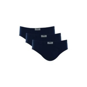 Kit 3 Cuecas Slip Algodão Lisa Azul Marinho G