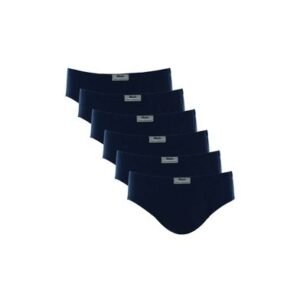 Kit 6 Cuecas Slip Algodão Lisa Azul Marinho GG