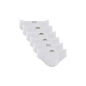 Kit 6 Cuecas Slip Algodão Lisa Branco M
