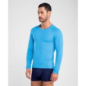 Camiseta Manga Longa com Proteção Uv Fps 50 Azul Claro P