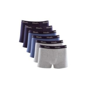 Kit 6 Cuecas Boxer Cotton Elástico Letra Mescla Azul Marinho P