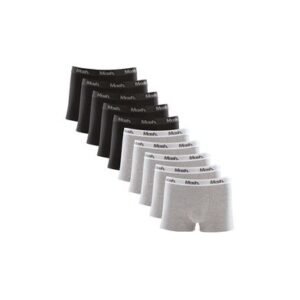 Kit 10 Cuecas Boxer Cotton Elástico Letra Mescla Cinza Mescla Claro P