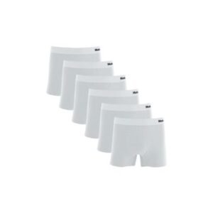 Kit 6 Cuecas Boxer Microfibra Risca de Giz Branco M
