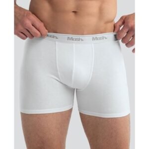 Cueca Boxer Longa Lisa Cotton Branco G