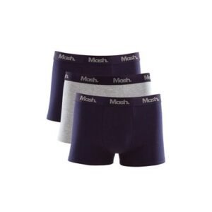 Kit 3 Cuecas Boxer Cotton Elástico Letra Mescla Azul Escuro GG