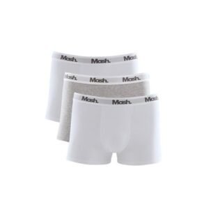 Kit 3 Cuecas Boxer Cotton Elástico Letra Mescla Branco G
