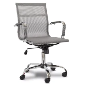 Cadeira De Escritório Comfy Neat Em Tela Cinza, Base Giratória E Sistema Relax