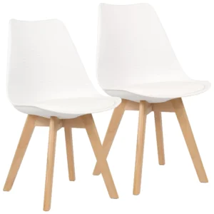 Par De Cadeiras Comfy Eames Estofada Base Em Madeira, Cor Branca