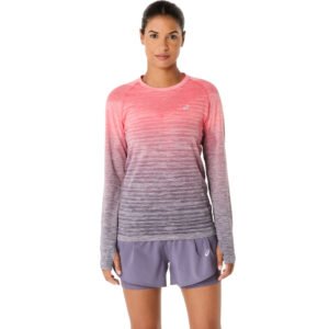 Camiseta ASICS Manga Longa Seamless - Feminino - Rosa/Roxo