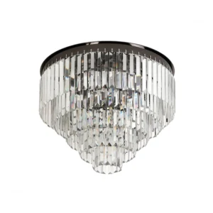 Plafon De Sobrepor Cristal K9 Metal Preto Palace