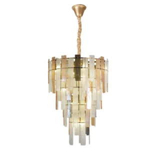 Pendente Vidro Metal Bronze Vetrata