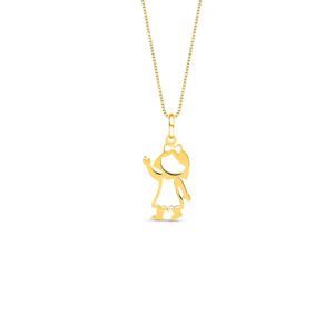 Pingente Menina com Laço em Ouro Amarelo 18k
