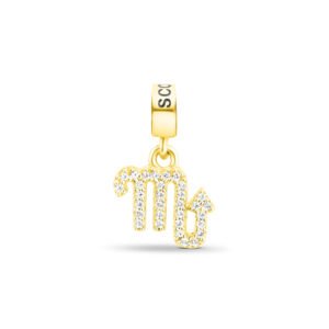 Pingente Life Signo Escorpião em Prata 925 com Banho de Ouro Amarelo 18k e Pedras Incolores